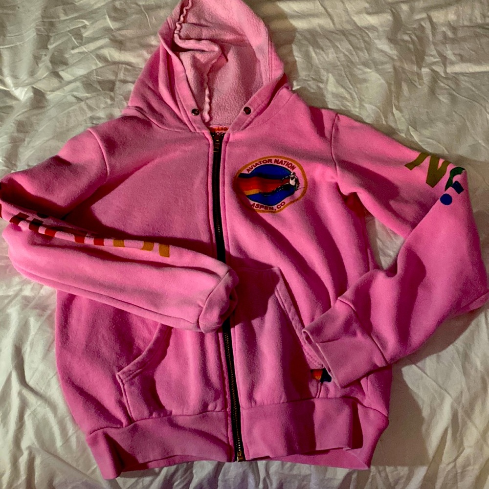 Aviator nation pink zip up
